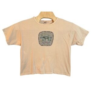Vintage Harborside Graphics Bear Fish T-Shirt Medium Cream Made in USA 90s Tee